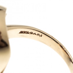 Pre Owned Bvlgari Vintage Rhodochrosite Inlay 18k Yellow Gold Ring Size 57