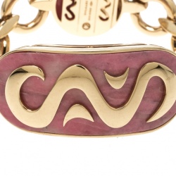 Pre Owned Bvlgari Vintage Rhodochrosite Inlay 18k Yellow Gold Bracelet