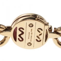 Pre Owned Bvlgari Vintage Rhodochrosite Inlay 18k Yellow Gold Bracelet