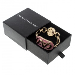 Pre Owned Bvlgari Vintage Rhodochrosite Inlay 18k Yellow Gold Bracelet