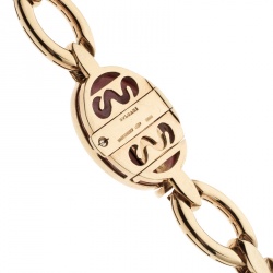 Pre Owned Bvlgari Vintage Rhodochrosite Inlay 18k Yellow Gold Pendant Necklace