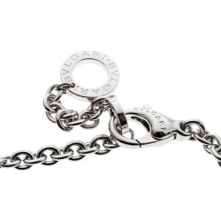 Pre Owned Bvlgari Diamond Onyx 18k White Gold Station Necklace