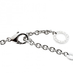 Pre Owned Bvlgari Diamond Onyx 18k White Gold Station Necklace