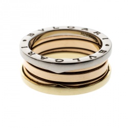 Bvlgari B Zero1 18k Three Tone Gold Band Ring Size 57