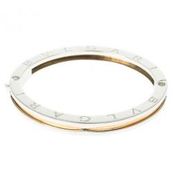 مملوكة مسبقًا Bvlgari B.Zero1 Stainless Steel and 18K Yellow Gold Bangle Bracelet 16CM