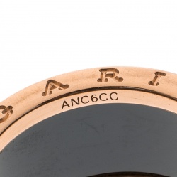 Pre Owned Bvlgari B.Zero1 Ceramic 18k Rose Gold  4-Band Ring Size 58