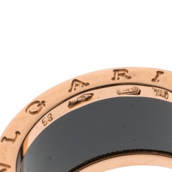 Pre Owned Bvlgari B.Zero1 Ceramic 18k Rose Gold  4-Band Ring Size 58