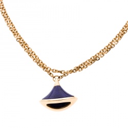 Bvlgari Divas' Dream Lapis Lazuli Charm 18K Rose Gold Chain Bracelet 18cm