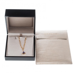 Bvlgari Divas' Dream Lapis Lazuli Charm 18K Rose Gold Chain Bracelet 18cm