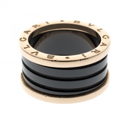 Bvlgari B.Zero1 Ceramic 18k Rose Gold 4-Band Ring Size 56