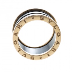 Bvlgari B.Zero1 Ceramic 18k Rose Gold 4-Band Ring Size 56