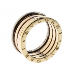 Bvlgari B.Zero1 4-Band 18k Three Tone Gold Ring Size 57