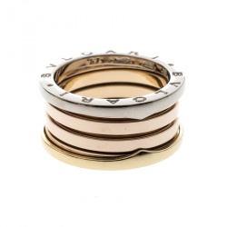 Bvlgari B.Zero1 4-Band 18k Three Tone Gold Ring Size 57