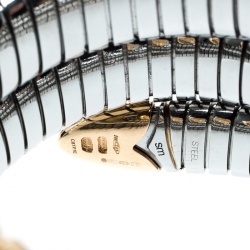 Pre Owned Bvlgari Serpenti Tubogas Stainless Steel 18k Rose Gold Double Spiral Bracelet SM