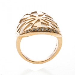 Bvlgari Intarsio Diamond Mother of Pearl 18K Rose Gold Ring 