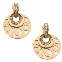 Pre Owned Bvlgari  Intarsio Diamond Mother Of Pearl 18K Rose Gold Earrings