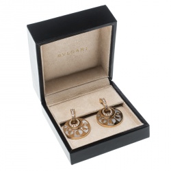Pre Owned Bvlgari  Intarsio Diamond Mother Of Pearl 18K Rose Gold Earrings