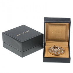 Pre Owned Bvlgari Intarsio Diamond Mother of Pearl 18K Rose Gold Medallion Necklace