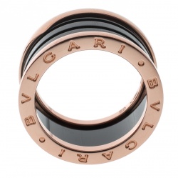 Pre Owned Bvlgari B.Zero1 4-Band Black Ceramic 18k Rose Gold Ring Size 59