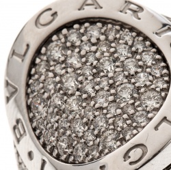 Pre Owned Bvlgari Pave Diamond 18k White Gold Cocktail Ring Size 56