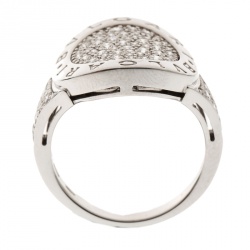Pre Owned Bvlgari Pave Diamond 18k White Gold Cocktail Ring Size 56