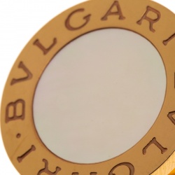 Pre Owned Bvlgari Mother of Pearl Inlay 18k Rose Gold Circular Ring Size 58