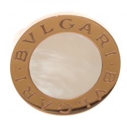 Pre Owned Bvlgari Mother of Pearl Inlay 18k Rose Gold Circular Ring Size 58