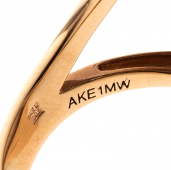 Pre Owned Bvlgari Mother of Pearl Inlay 18k Rose Gold Circular Ring Size 58