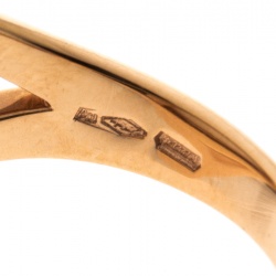 Pre Owned Bvlgari Mother of Pearl Inlay 18k Rose Gold Circular Ring Size 58