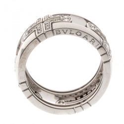 Bvlgari Parentesi Diamond 18K White Gold Band Ring Size 54 