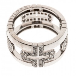Bvlgari Parentesi Diamond 18K White Gold Band Ring Size 54 