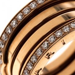 Bvlgari B.Zero1 Diamond 18K Rose Gold 4-Band Ring Size 57