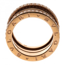 Bvlgari B.Zero1 Diamond 18K Rose Gold 4-Band Ring Size 57