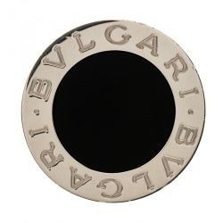Bvlgari Onyx Inlay 18k White Gold Circular Ring  Size 55