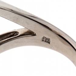 Bvlgari Onyx Inlay 18k White Gold Circular Ring  Size 55