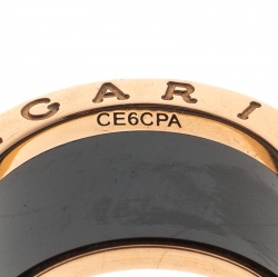 Bvlgari B.Zero1 4-Band Black Ceramic 18k Rose Gold Ring Size 54