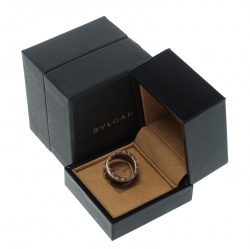 Bvlgari B.Zero1 4-Band Black Ceramic 18k Rose Gold Ring Size 54