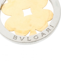 Bvlgari Tondo Four Leaf Clover 18k Yellow Gold & Stainless Steel Large Pendant