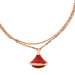 Pre Owned Bvlgari Divas' Dream Coral Charm 18K Rose Gold Chain Bracelet 18cm