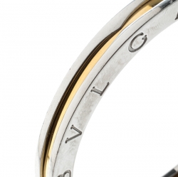 Pre Owned Bvlgari B.Zero1 Stainless Steel & 18K Yellow Gold Oval Bangle Bracelet