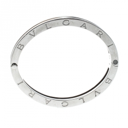 Pre Owned Bvlgari B.Zero1 Stainless Steel & 18K Yellow Gold Oval Bangle Bracelet