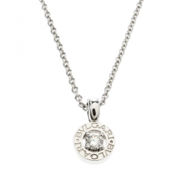 Bvlgari Diamond & 18k White Gold Pendant Necklace