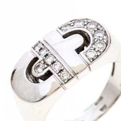Bvlgari Parentesi Diamond 18k White Gold Ring Size 52