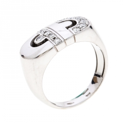 Bvlgari Parentesi Diamond 18k White Gold Ring Size 52