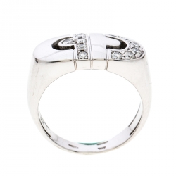 Bvlgari Parentesi Diamond 18k White Gold Ring Size 52