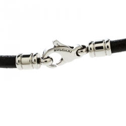 Bvlgari Reversible 18K Yellow Gold with MOP & Steel with Onyx Pendant Leather Cord Necklace 