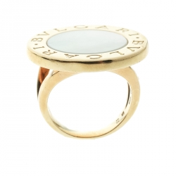 Bvlgari Bvlgari Mother of Pearl 18k Yellow Gold Circular Ring Size 53