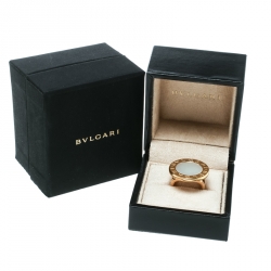 Bvlgari Bvlgari Mother of Pearl 18k Yellow Gold Circular Ring Size 53
