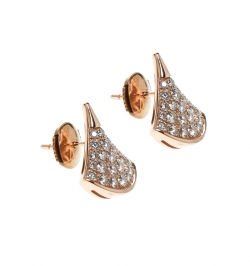 Pre Owned Bvlgari Divas' Dream Pave Diamonds 18k Rose Gold Stud Earrings
