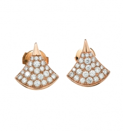 Pre Owned Bvlgari Divas' Dream Pave Diamonds 18k Rose Gold Stud Earrings